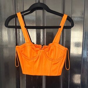 Alice + Olivia Bright Orange Crop Top